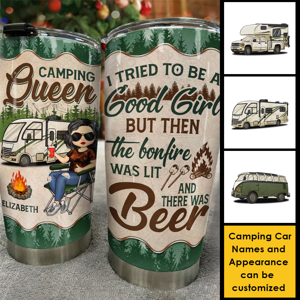 I Tried To Be A Good Girl - Personalized Tumbler - Gift For Camping Lovers