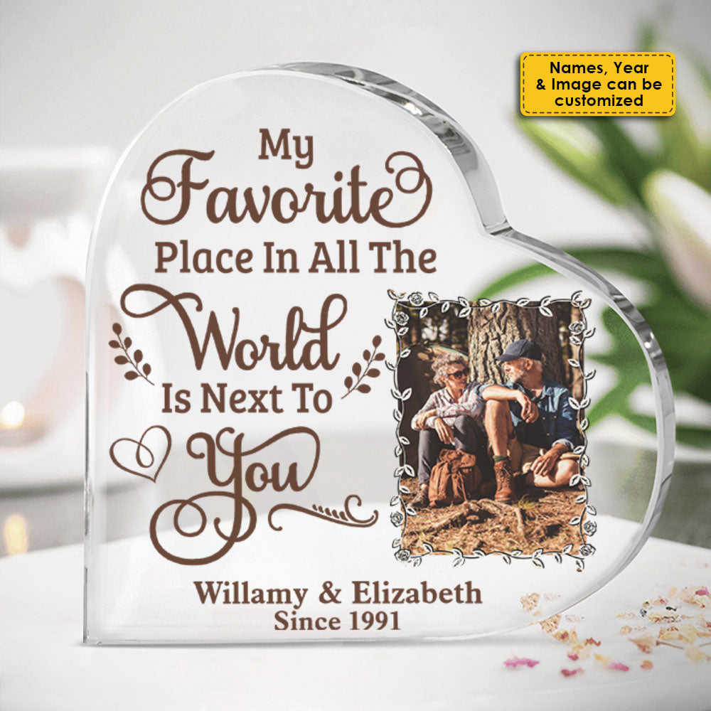 My Favorite Place - Personalized Shaped Acrylic Plaque - Upload Image, Gift For Couples, Husband Wife