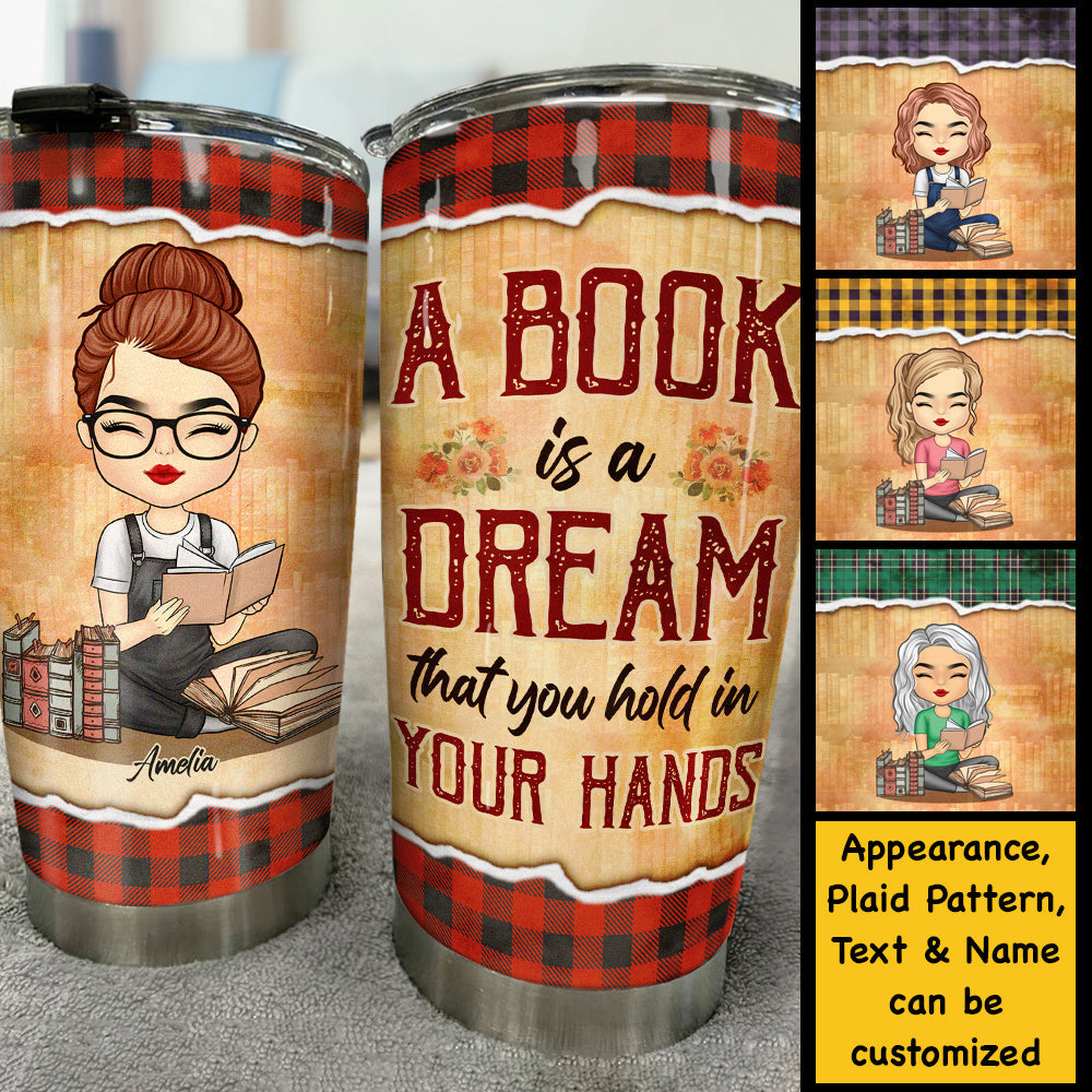 Just A Girl In Love With Her Books - Personalized Tumbler - Gift For Book Lovers