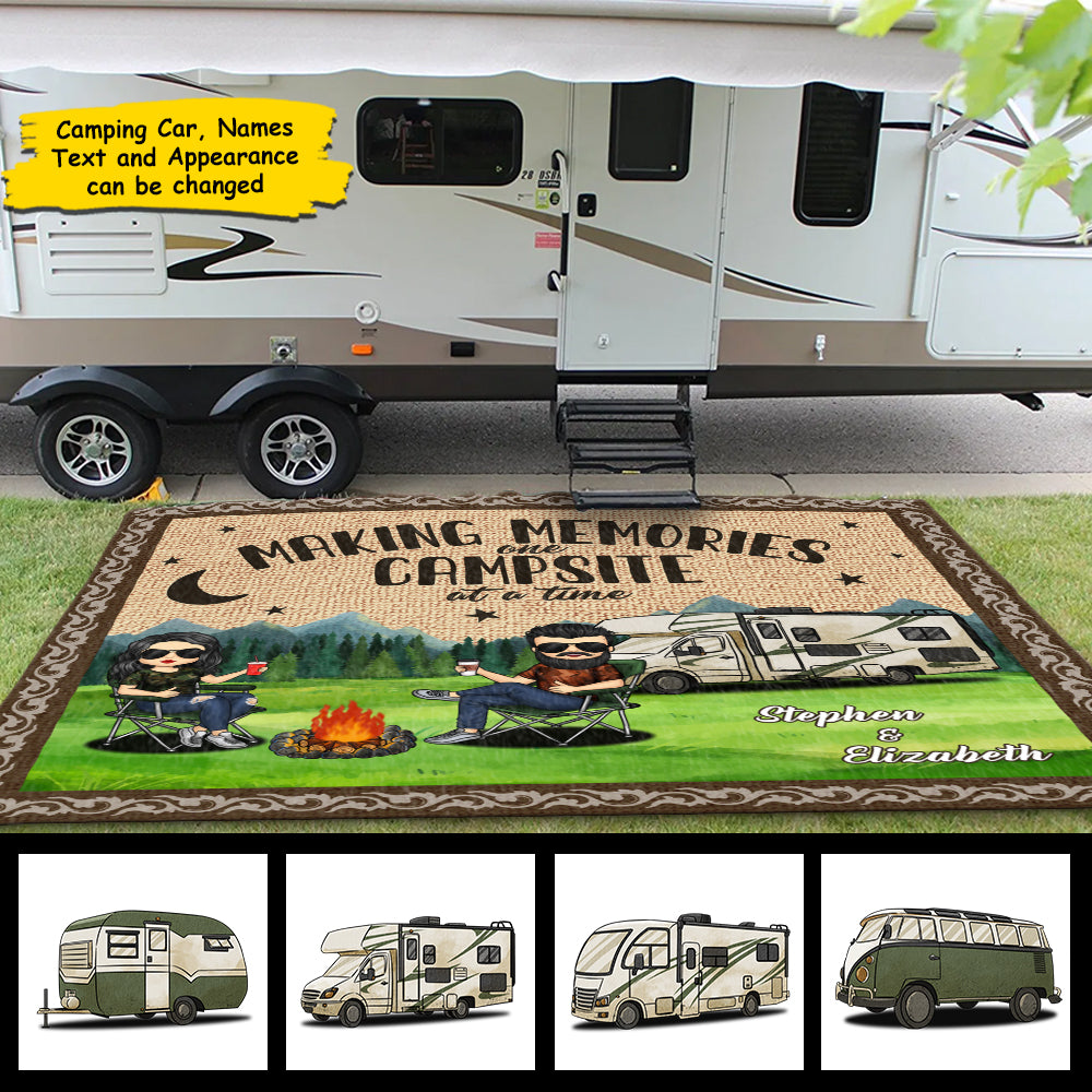 Welcome To Our Camper - Personalized Camping Patio Rug - Gift For Camping Couples