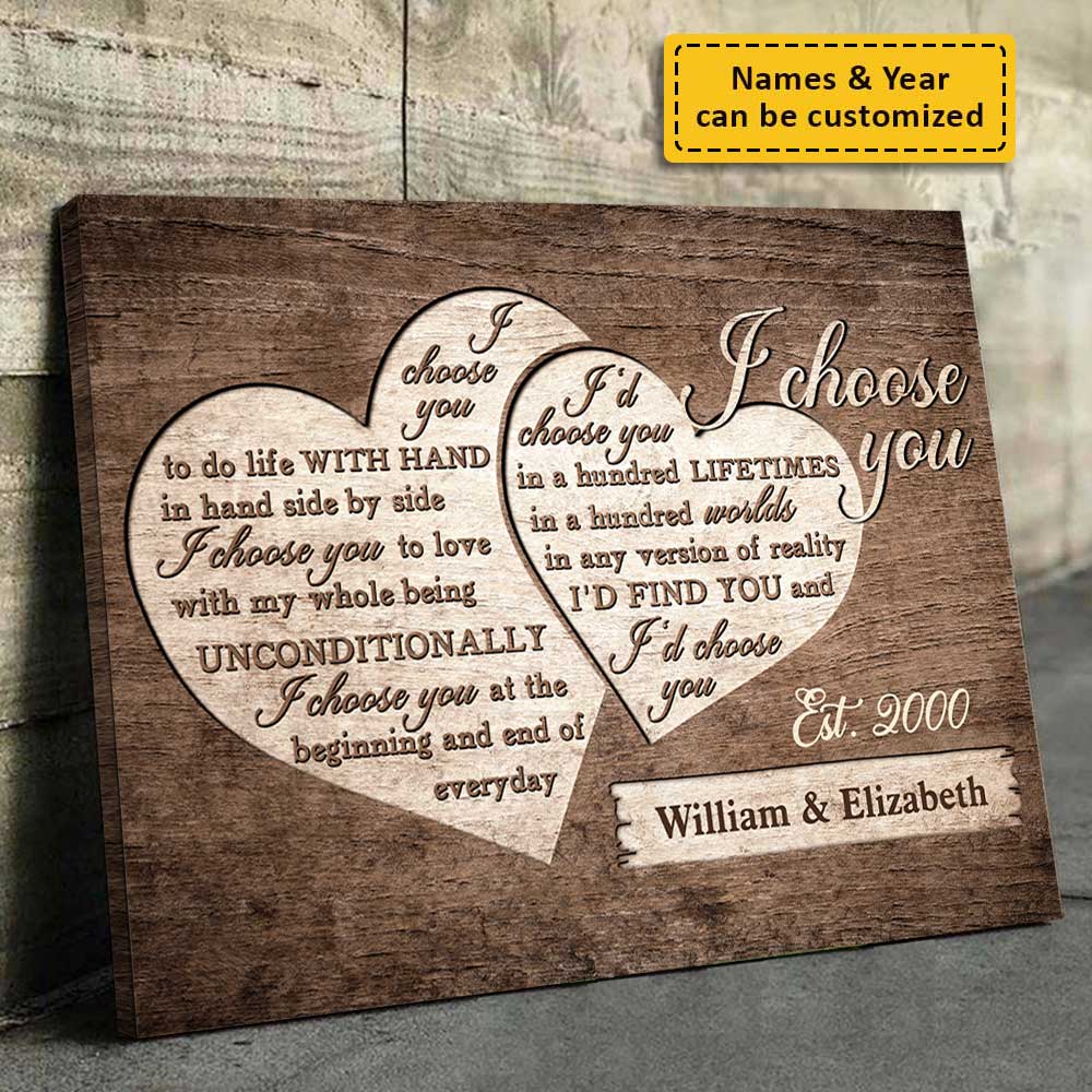 I'd Find You & I'd Choose You - Personalized Horizontal Canvas - Gift For Couples, Husband Wife