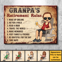 Thumbnail for Grandpa’s Retirement Rules - Gift For Dad, Grandpa - Personalized Metal Sign