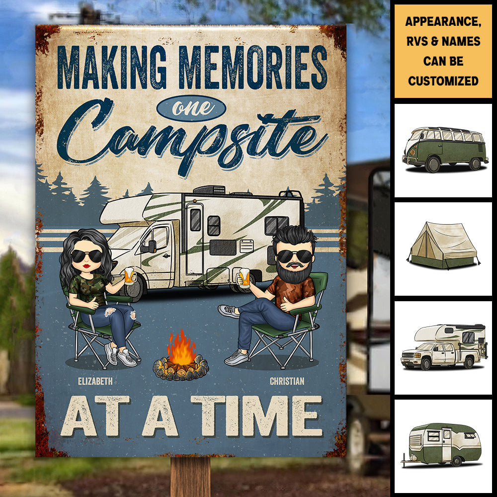 Making Memories One Campsite - Personalized Metal Sign - Gift For Camping Lovers