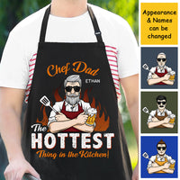 Thumbnail for Chef Dad The Hottest Thing In The Kitchen - Gift For Dad - Personalized Apron