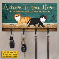 Thumbnail for Welcome To My Home, The Humans Just Live Here With Us - Personalized Key Hanger, Key Holder