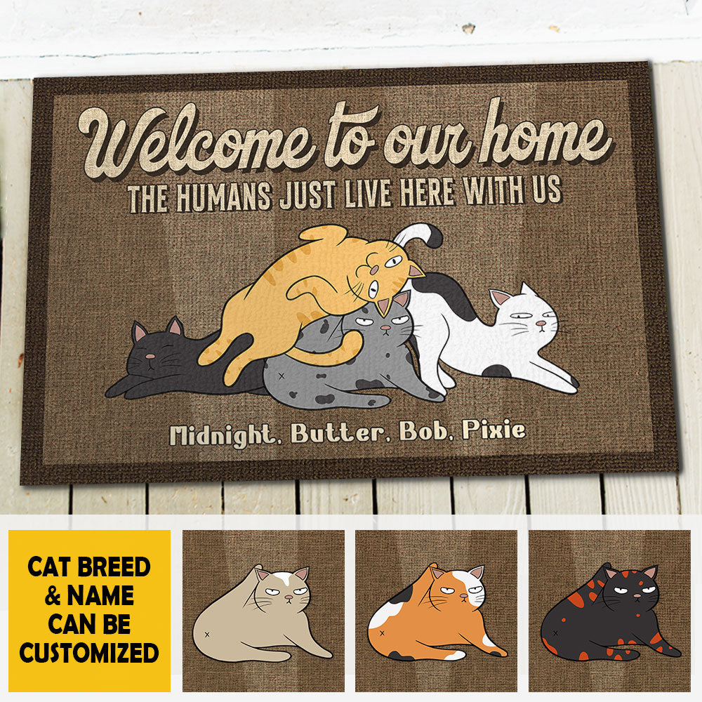 Welcome To Funny Cats Home - Personalized Decorative Mat - Gift For Pet Lovers