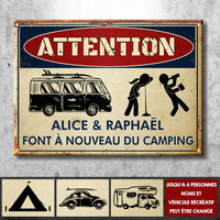 Thumbnail for Les Campeurs Ivres Campent À Nouveau - Personalized Camping Metal Sign French