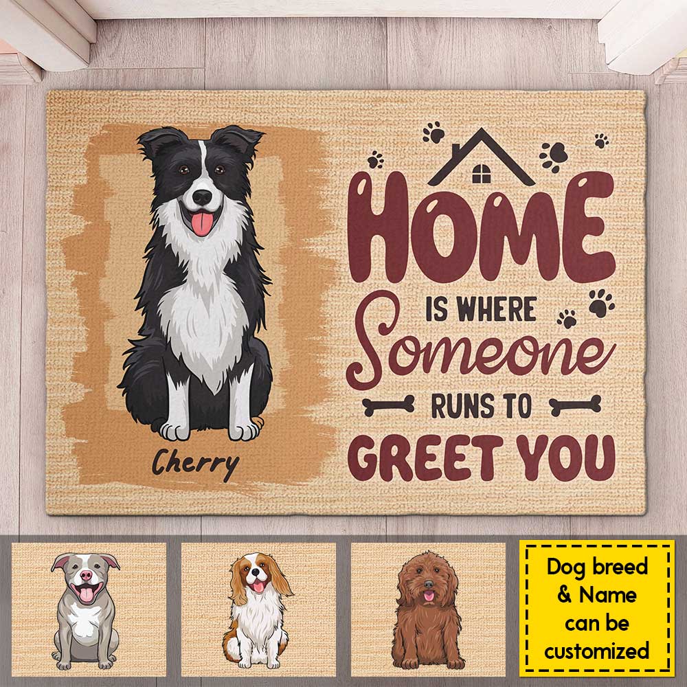 Someone Runs To Greet You - Personalized Decorative Mat - Gift For Pet Lovers