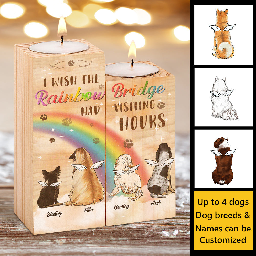 Rainbow Bridge Had Visiting Hours - Personalized Candle Holder - Memorial Gift, Sympathy Gift