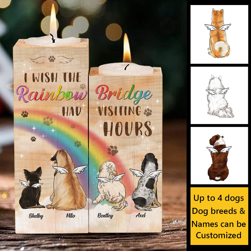 Rainbow Bridge Had Visiting Hours - Personalized Candle Holder - Memorial Gift, Sympathy Gift