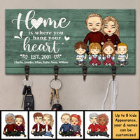 Thumbnail for Home Is Where You Hang Your Heart - Personalized Key Hanger, Key Holder - Gift For Couples, Husband Wife