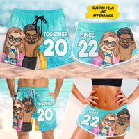 Thumbnail for You And Me Together Since - Personalized Couple Beach Shorts - Gift For Couples, Husband Wife