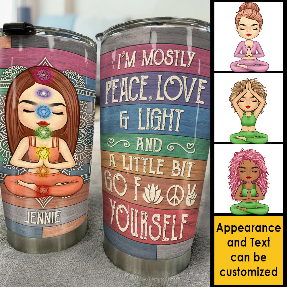 Peace Love & Light - Personalized Tumbler - Gift For Yoga Lovers