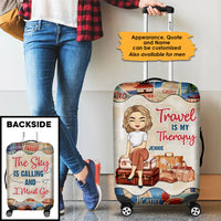 Thumbnail for Travel Is My Therapy - Personalized Luggage Cover