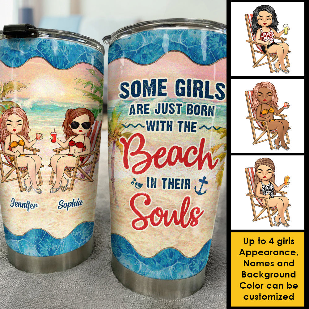 Beach In Souls - Personalized Tumbler - Gift For Bestie