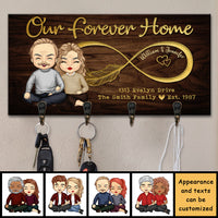 Thumbnail for Our Life Our Forever Home - Personalized Key Hanger, Key Holder - Gift For Couples, Husband Wife