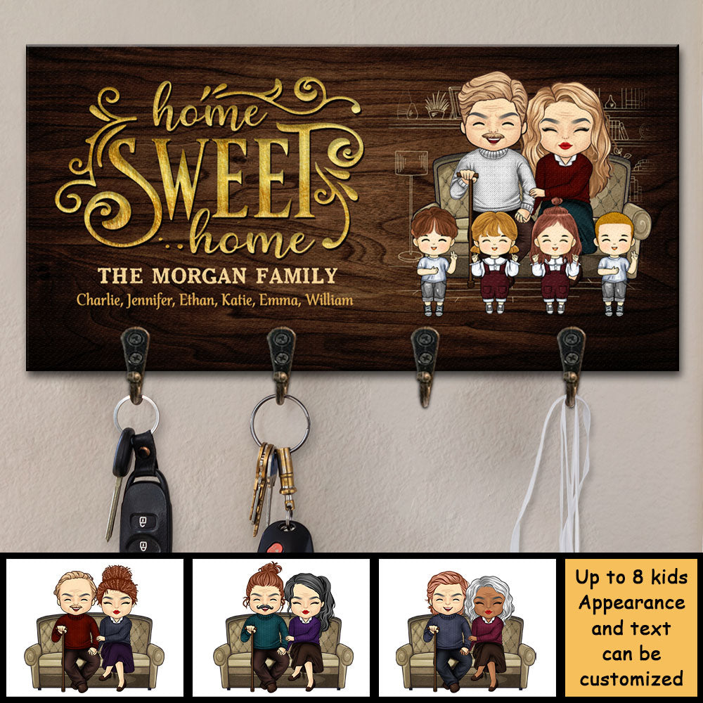 Home Sweet Home, Home Is Where You Hang Your Heart - Personalized Key Hanger, Key Holder - Gift For Couples, Husband Wife