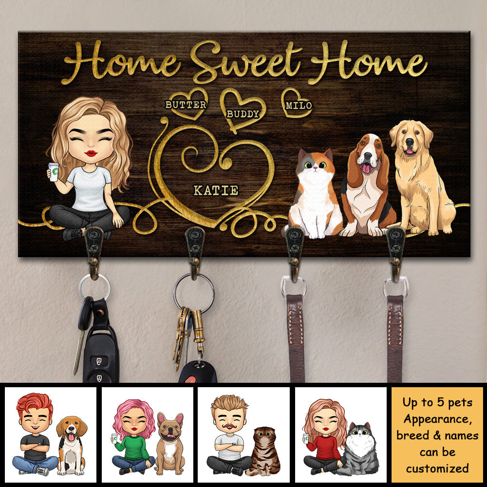 Sweet Home - Personalized Key Hanger, Key Holder - Gift For Pet Lovers