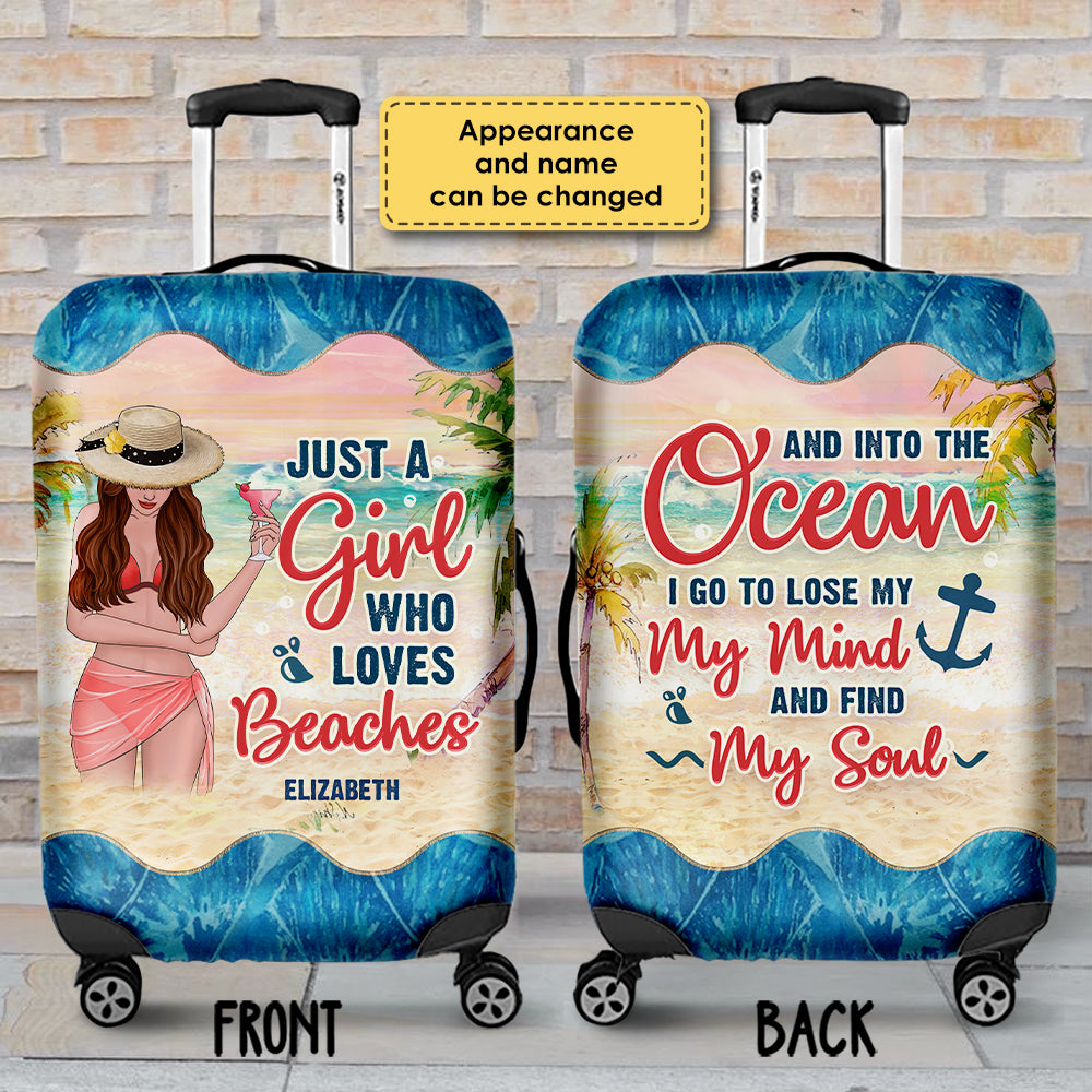 Just A Girl Who Loves Beaches - Gift For Bestie, Personalized Luggage Cover