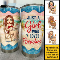 Thumbnail for Just A Girl Loves Beaches - Personalized Tumbler - Gift For Bestie