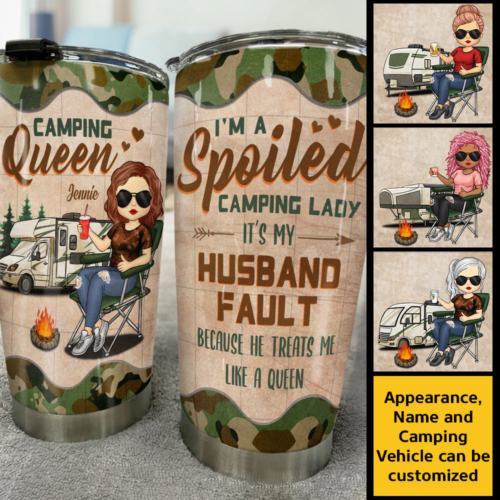 Spoiled Camping Lady - Personalized Tumbler - Gift For Camping Lovers