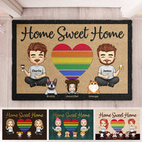 Thumbnail for Our Home Sweet Home With Kids & Pets - Personalized Decorative Mat - Gift For Couples, Gift For Pet Lovers