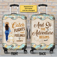 Thumbnail for The Sky Is Calling And I Must Go, Catch Flights Not Feelings - Gift For Bestie, Personalized Luggage Cover