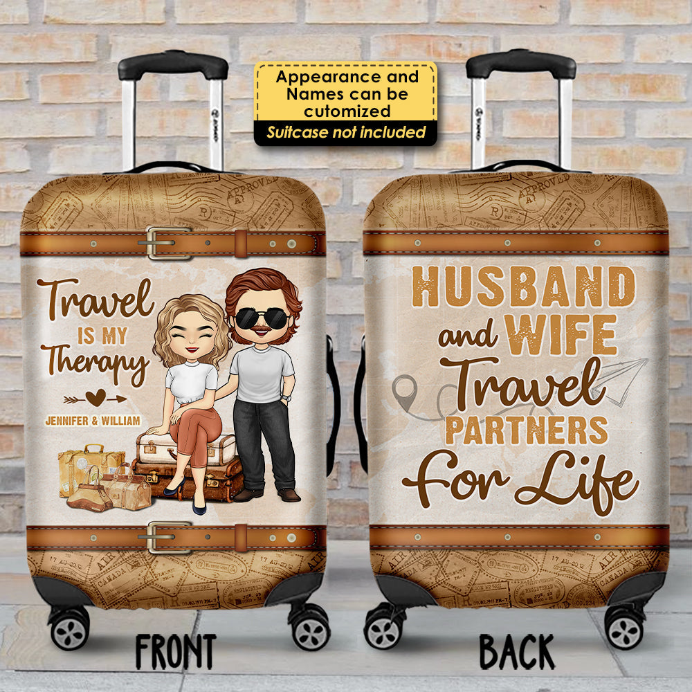 Travel Partners For Life - Personalized Luggage Cover - Gift For Couples, Husband Wife