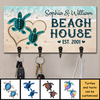 Thumbnail for Turtles On The Beach - Personalized Key Hanger, Key Holder - Gift For Couples, Husband Wife