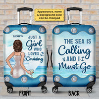 Thumbnail for The Sea Is Calling And I Must Go - Gift For Bestie, Personalized Luggage Cover