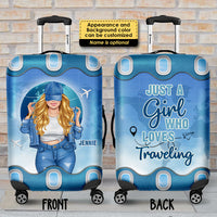 Thumbnail for Luggage Protective Covers - Travel Loving Girl - Personalised Gifts NZ