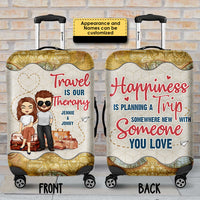 Thumbnail for Travel Is Our Therapy - Personalized Luggage Cover - Gift For Couples, Husband Wife