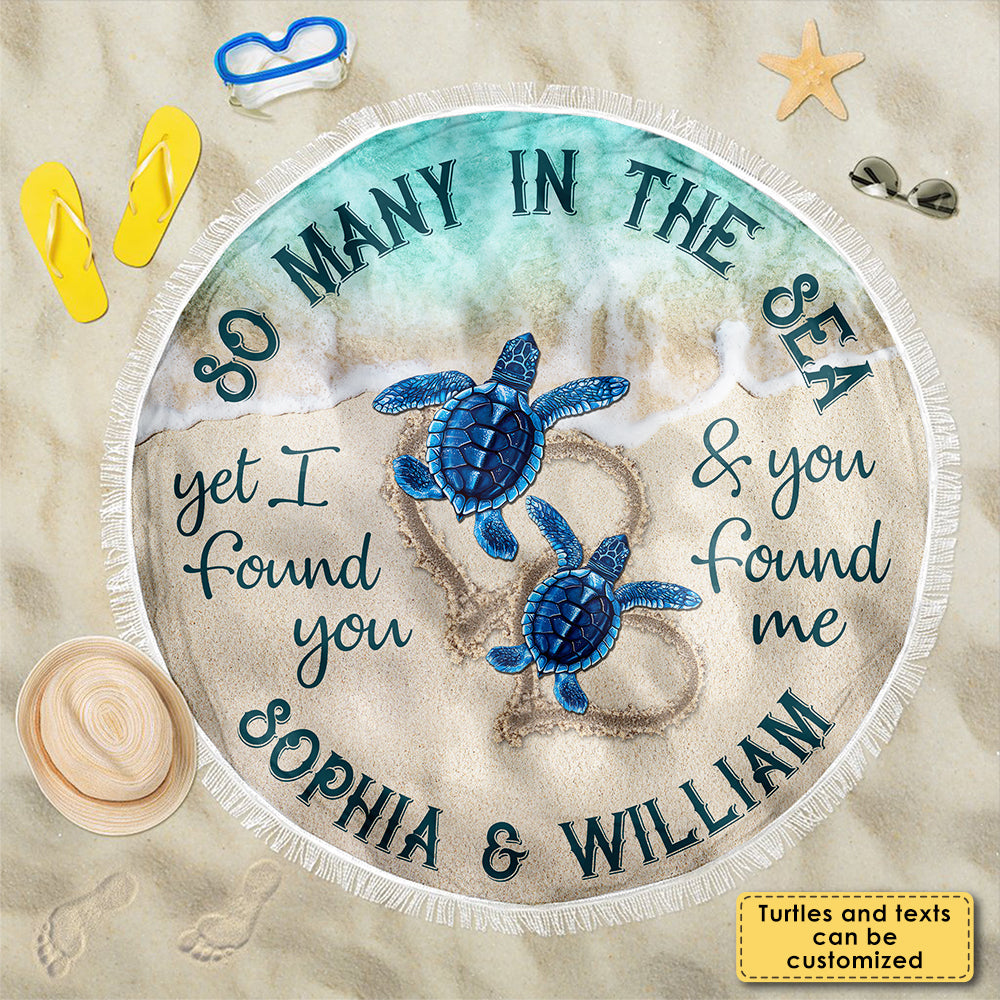 We Found Each Other - Personalized Round Beach Towel - Gift For Couples, Husband Wife