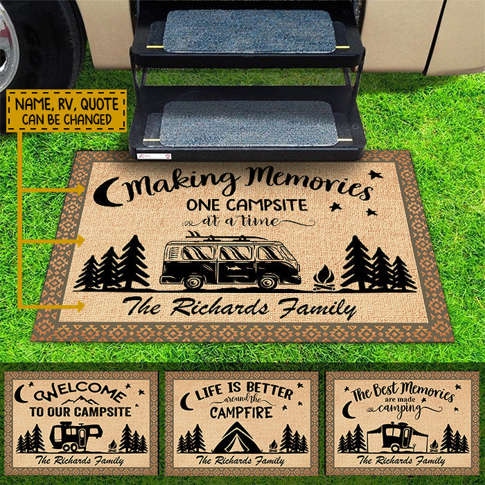 Making Memories At The Campsite - Personalized Decorative Mat, Doormat