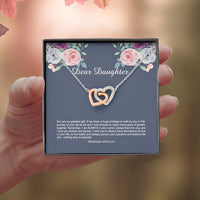 Thumbnail for Dear Daughter You Are My Greatest Gift - Sterling Silver Dad Mom To Daughter Interlocking Heart Necklace
