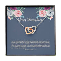 Thumbnail for Dear Daughter You Are My Greatest Gift - Sterling Silver Dad Mom To Daughter Interlocking Heart Necklace