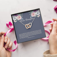 Thumbnail for Dear Daughter You Are My Greatest Gift - Sterling Silver Dad Mom To Daughter Interlocking Heart Necklace