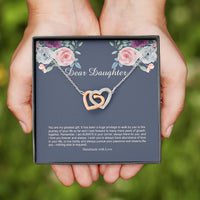 Thumbnail for Dear Daughter You Are My Greatest Gift - Sterling Silver Dad Mom To Daughter Interlocking Heart Necklace