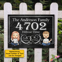 Thumbnail for Couple Metal House Address Sign - Gift For Couples, Husband Wife - Personalized Metal Sign