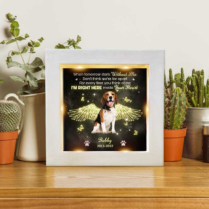 I'm Right Here Inside Your Heart - Personalized Memorial Frame With LED, LED Light Shadow Box - Upload Image, Memorial Gift, Sympathy Gift